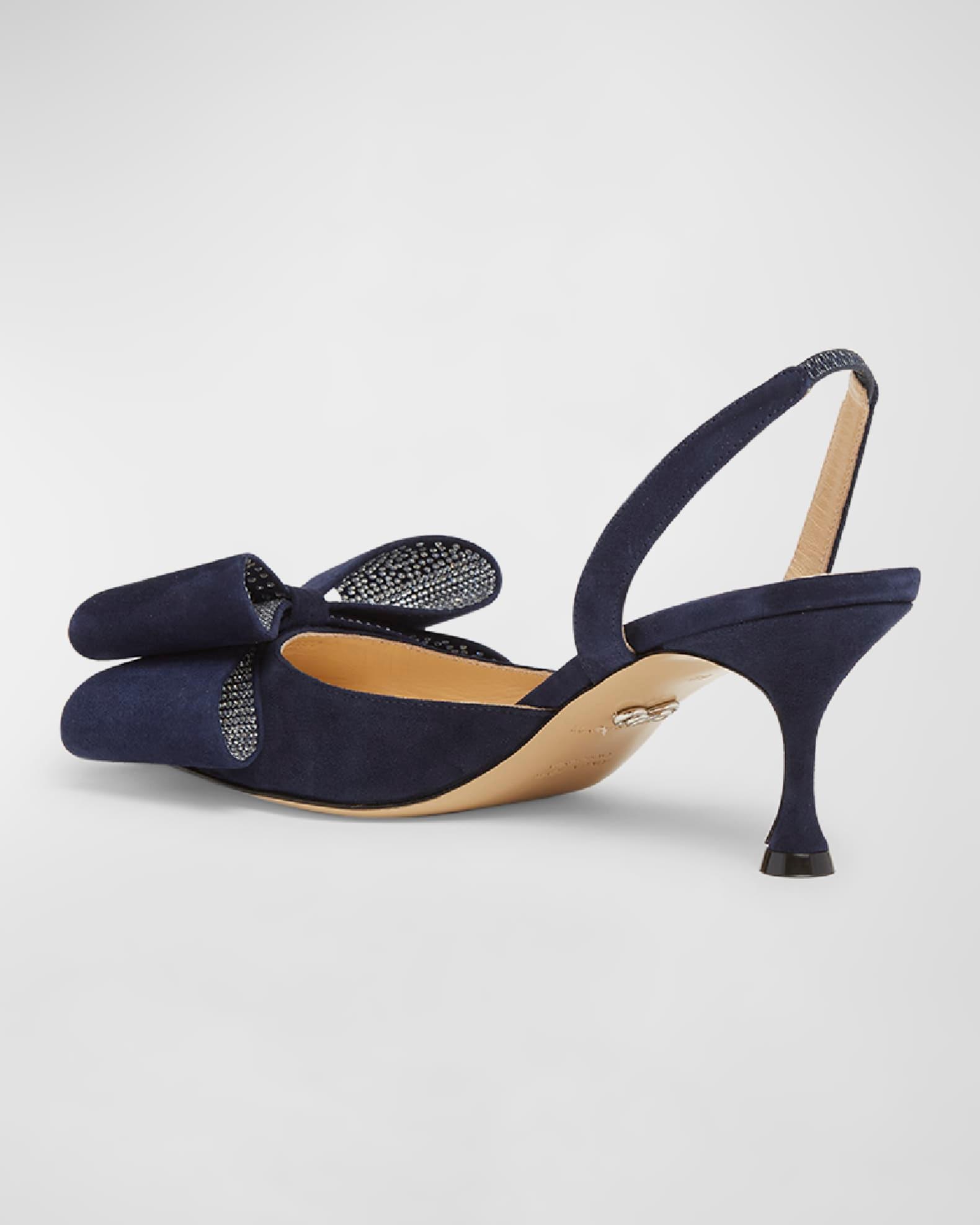 Le Cadeau Suede Crystal Bow Slingback Pumps Product Image
