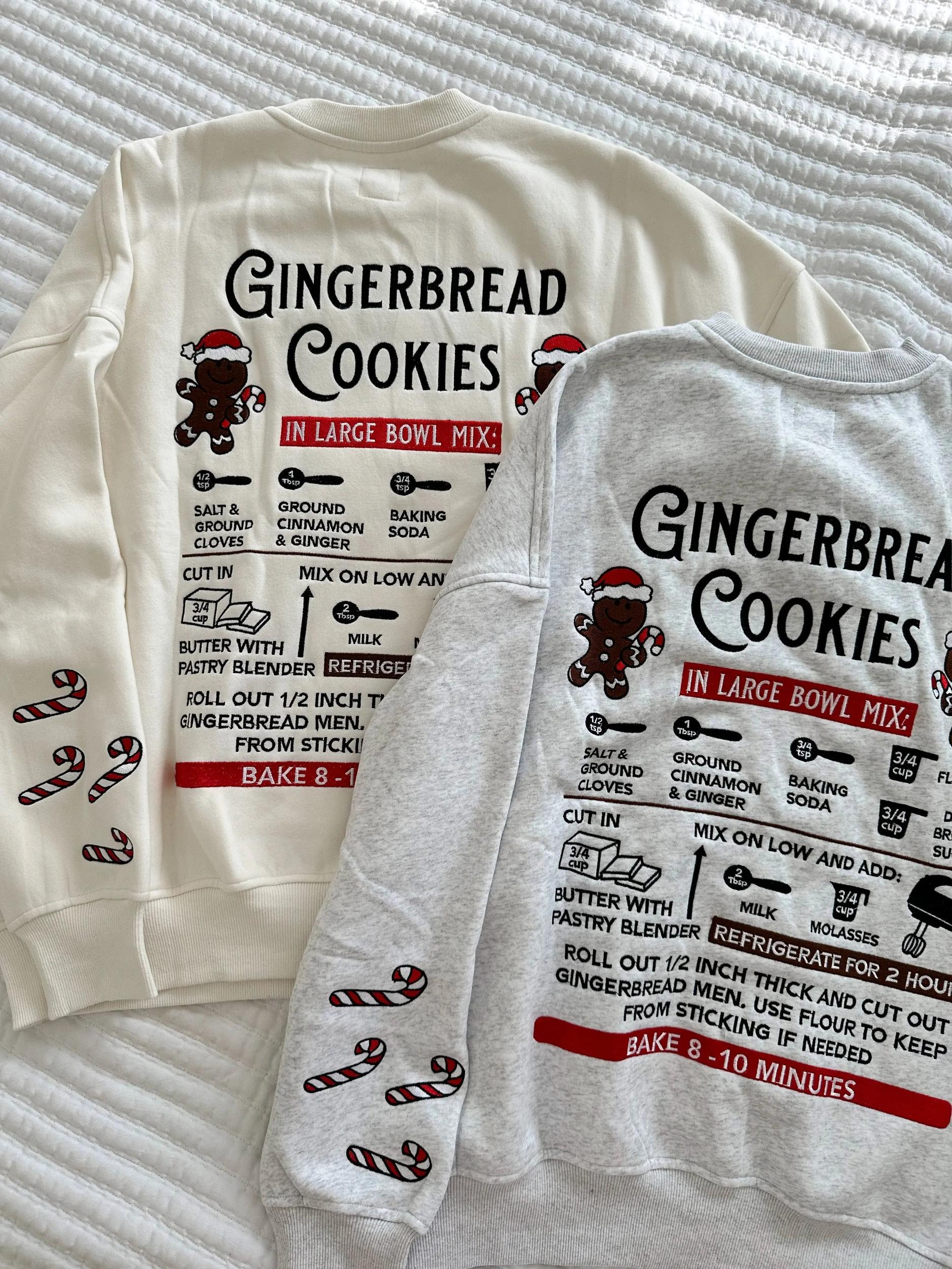 Ivory Gingerbread Recipe Christmas Embroider Sweatshirt Product Image