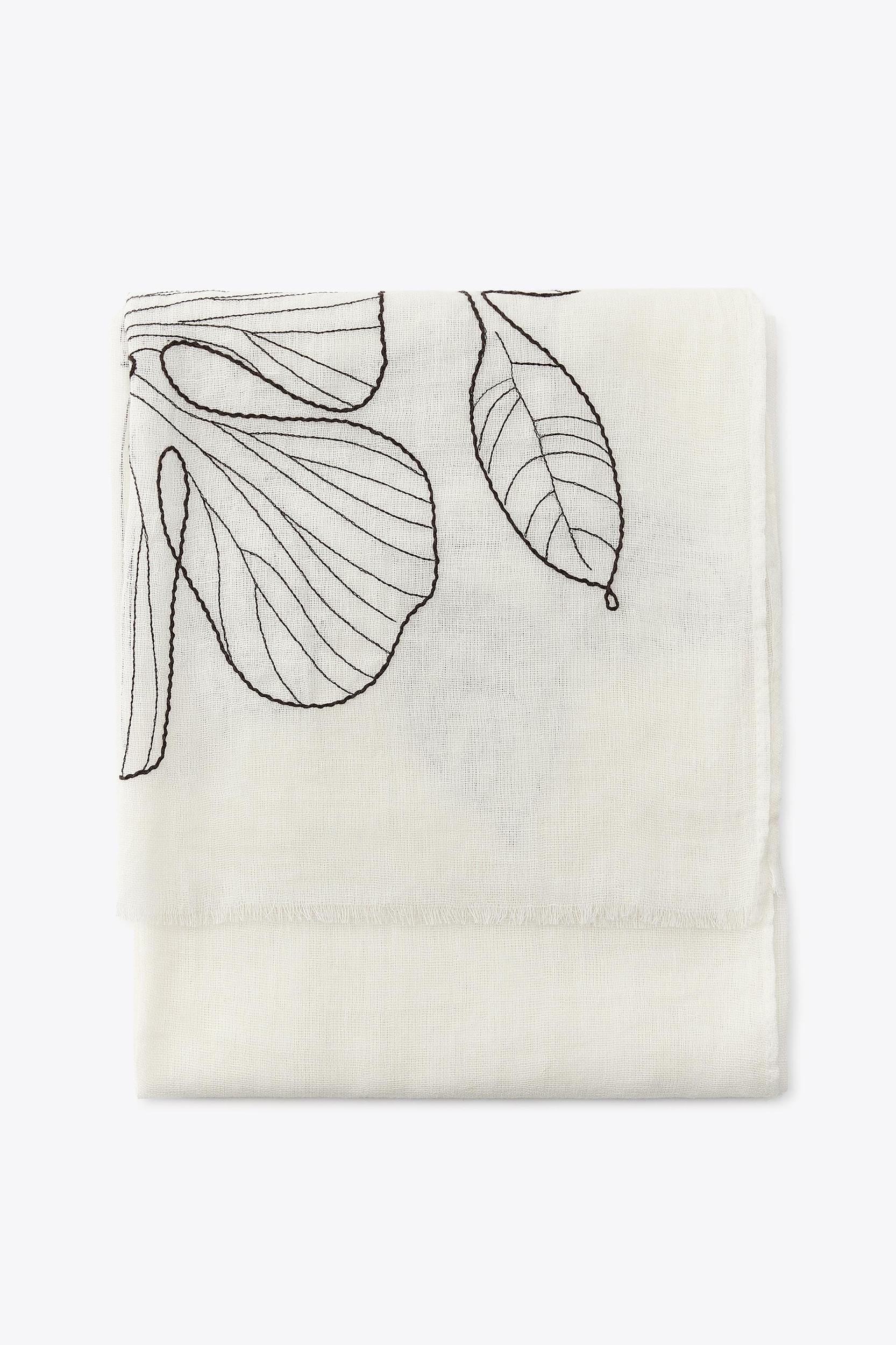 EMBROIDERED FLORAL COTTON SCARF Product Image