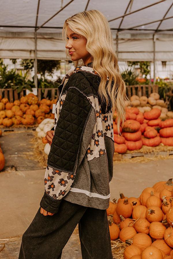 Falling For Autumn Quilted Sweater in Black Product Image