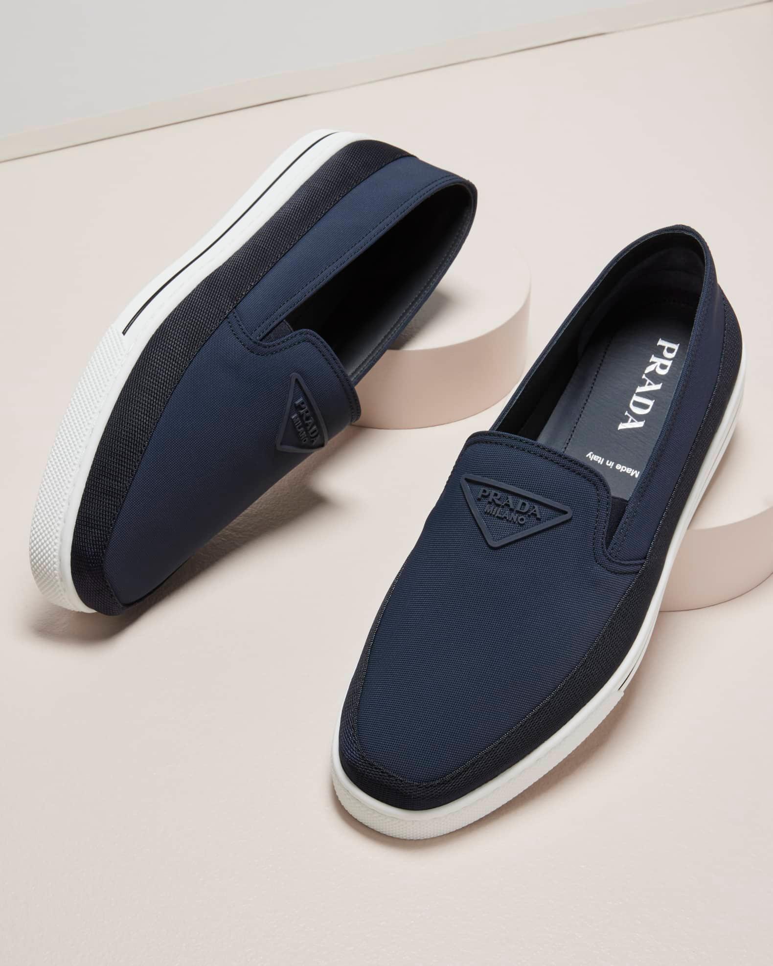 Men's Triangle Logo Nylon Slip-On Loafers Product Image