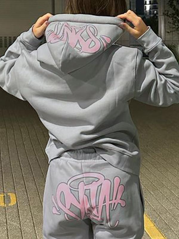 Men's Contrast Color Letter Print Drawstring Oversized Hoodie Product Image