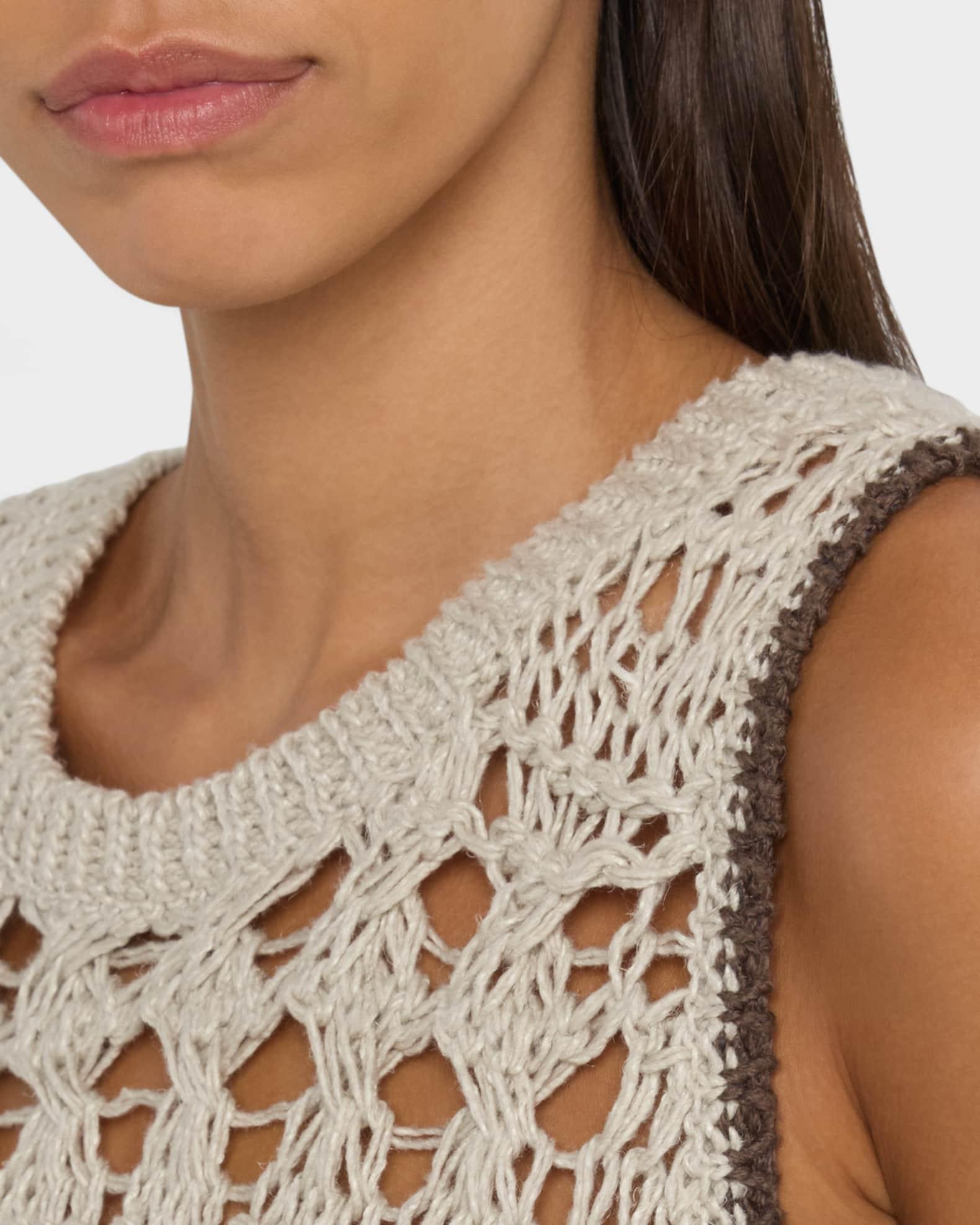 Contrast Stripe Open Knit Tank Top Product Image