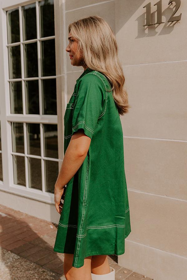 Cafe On Fifth Denim Mini Dress in Green Product Image