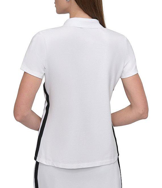 DKNY Sport by Donna Karan Varsity Stripe Pique Short Sleeve Collar Neck Polo Product Image