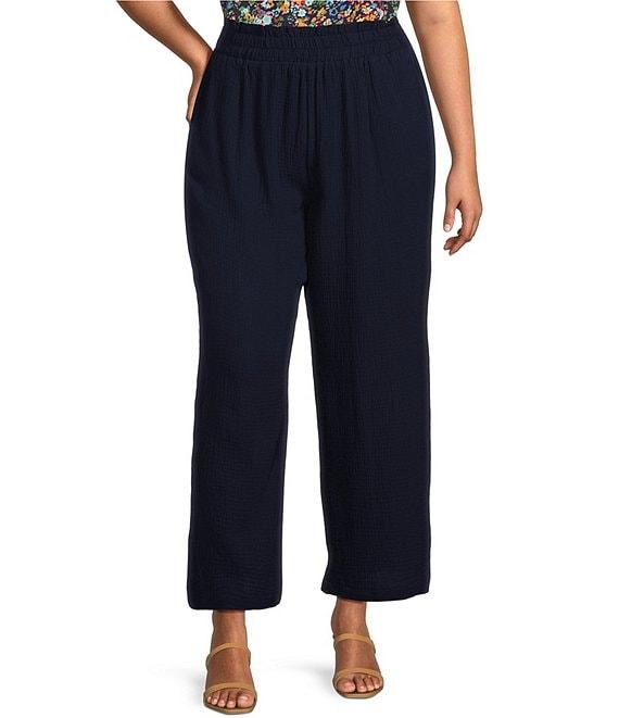 Skies Are Blue Plus Size Double Gauze Wide Leg Pants Product Image