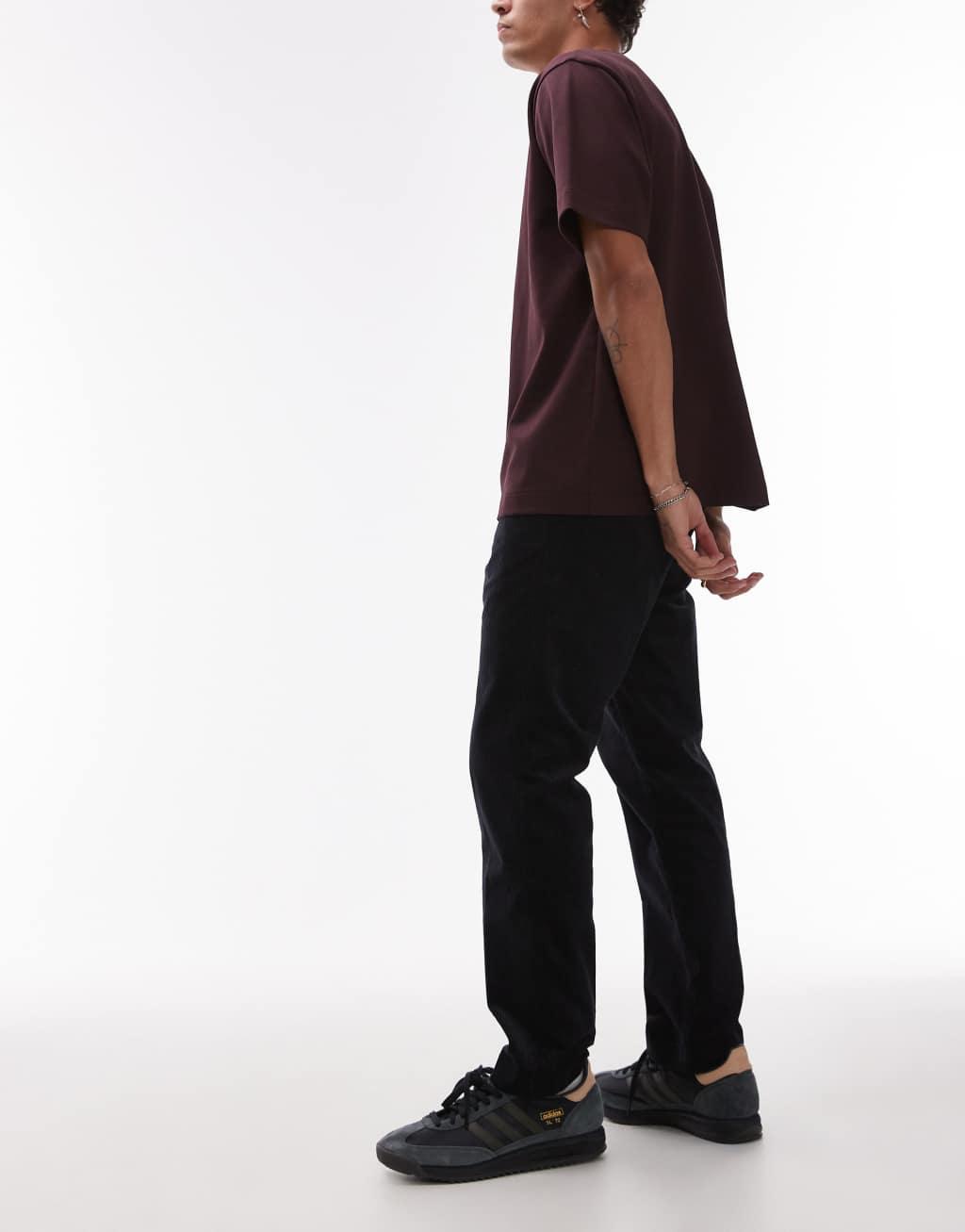 Mango corduroy pants in navy Product Image