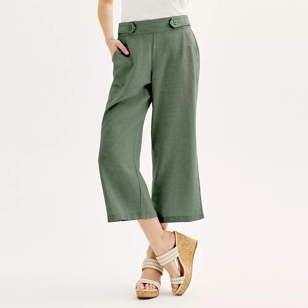 Women's Croft & Barrow® Pull-On Wide Leg Crop Pants, Size: XXL, Manolo Green Product Image