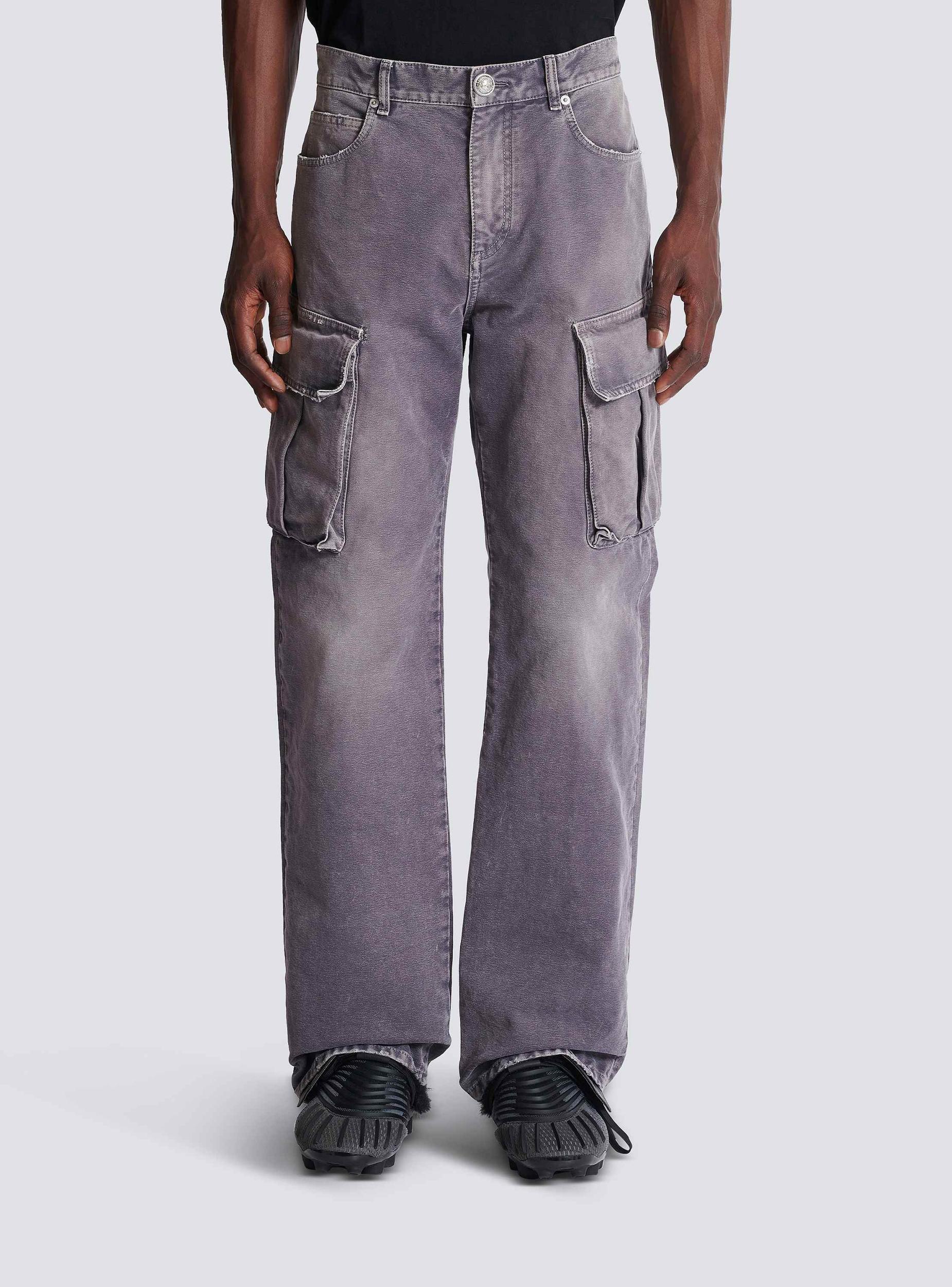 Denim loose-fit cargo jeans  Product Image