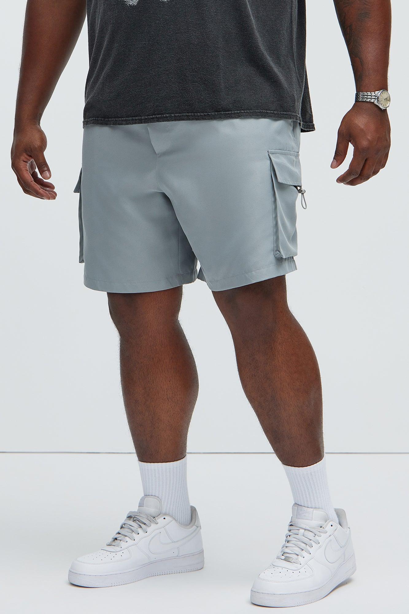 Keep It Coming Cargo Nylon Shorts - Grey Product Image