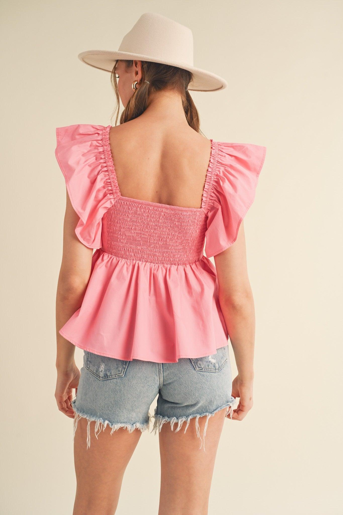Ruffle Sleeve Babydoll Top Product Image