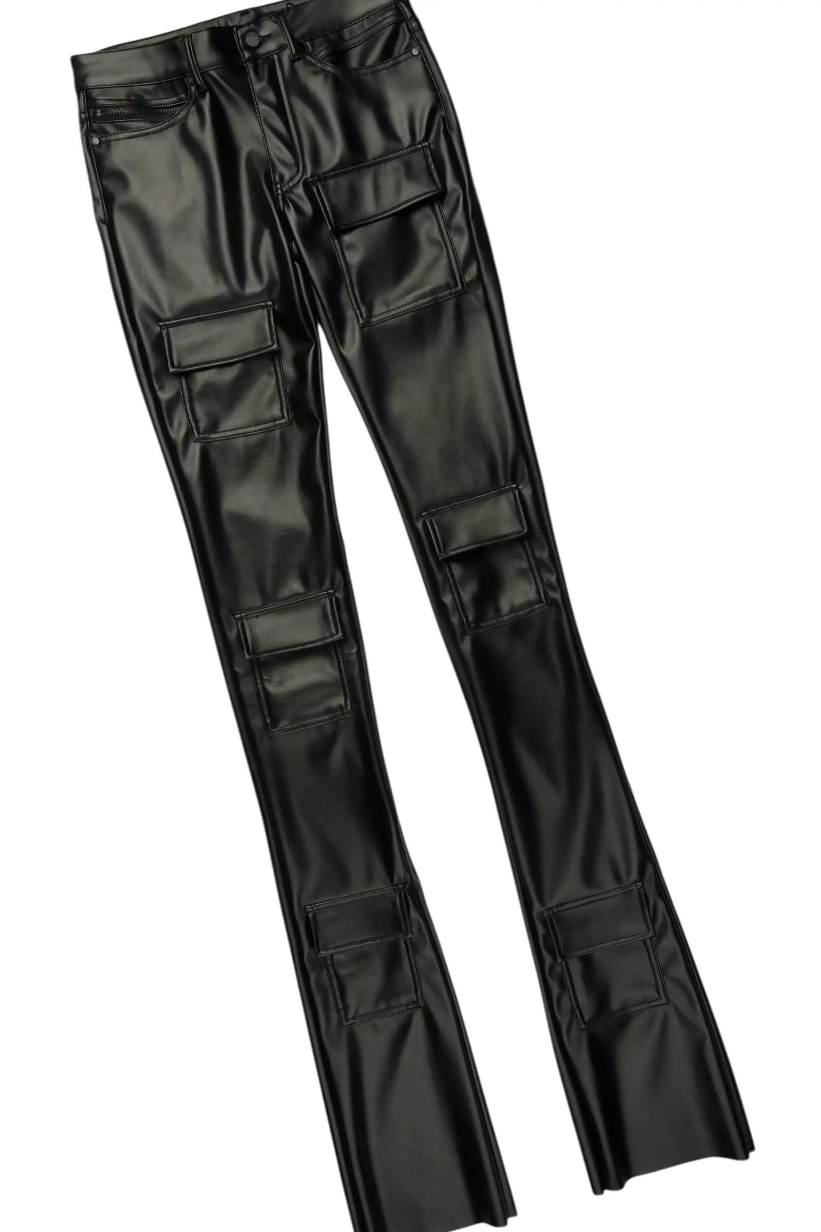 Grill Black Long Sleeve T-Shirt & Petrus Stacked Flare PU Jean Bundle Male Product Image