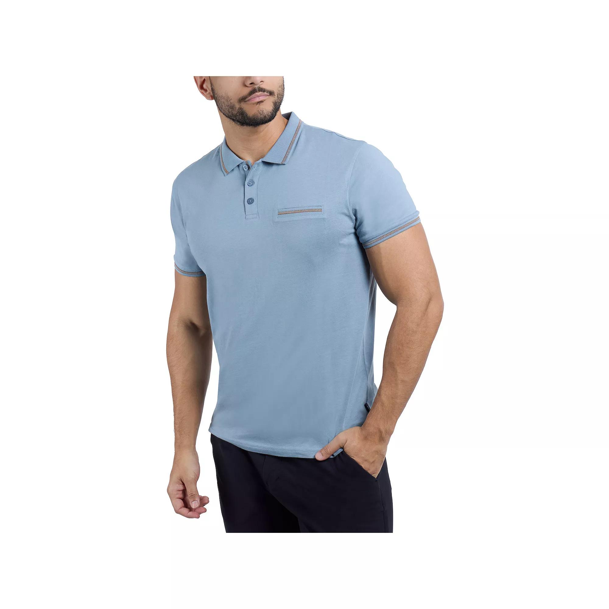 Mens Cultura Short Sleeve Polo With Chest Rib Pocket Grey Blue Product Image