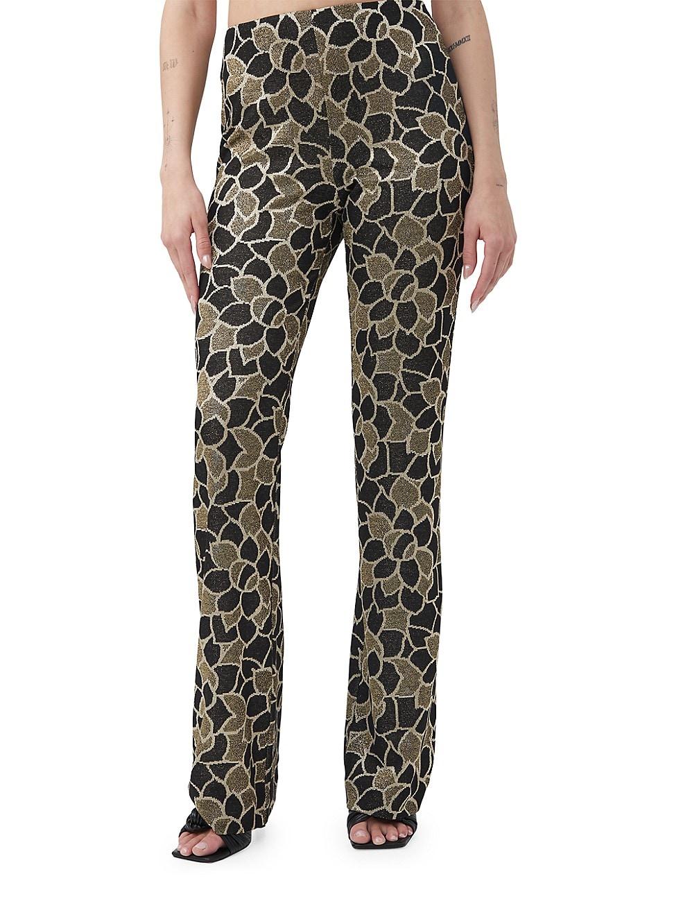 Womens Jacoba Floral Knit Jacquard Straight Pants - Product Image