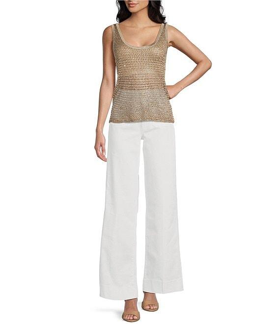 Guess Ava Sleeveless Sequin-Embellished Open-Stitch Tank Top Product Image