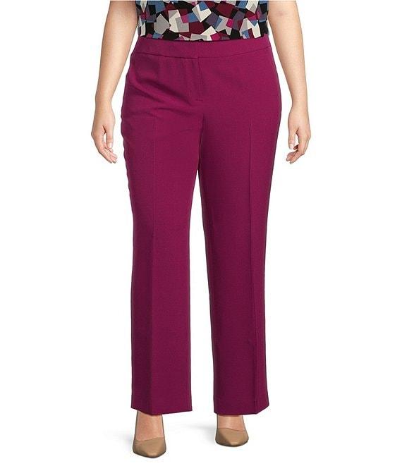 Kasper Plus Size Stretch Crepe Fly Front Slim Leg Coordinating Pants Product Image