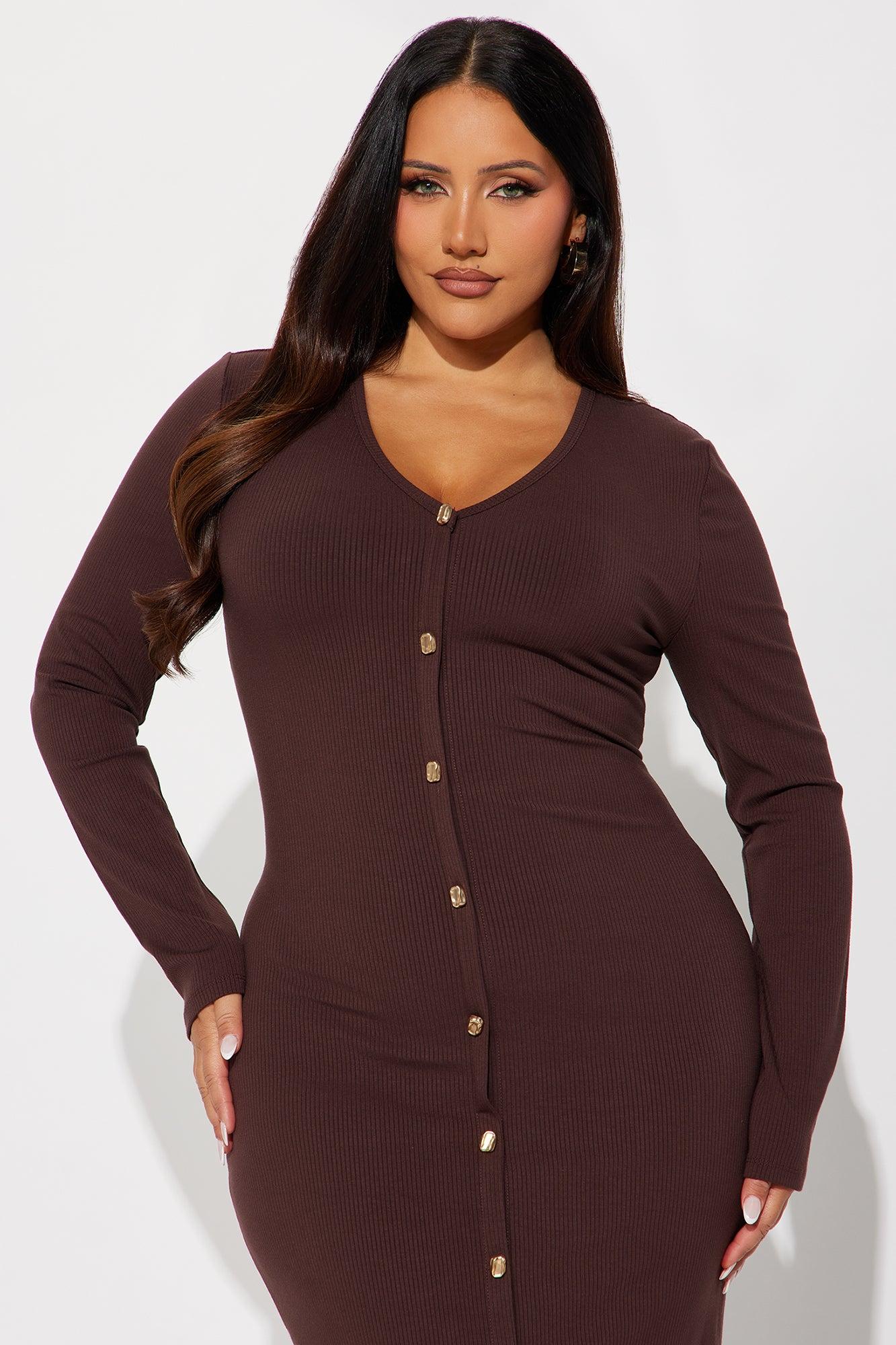 Weekend Vibin' Ribbed Maxi Dress - Brown Female Product Image