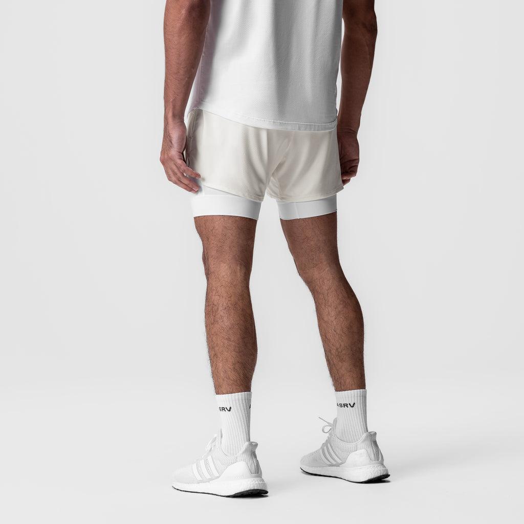 0828. Silver-Lite™ 5" Liner Short - Ivory Cream "Wings"/White Product Image