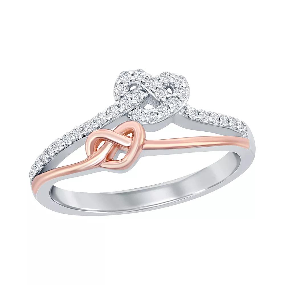 Sterling Silver Two-Tone Love Knot Heart Ring, Women's, Size: 6, Two Tone Product Image