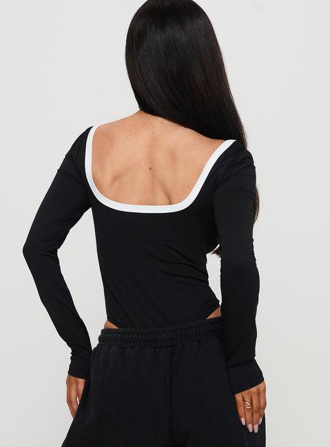 Ender Contrast Trim Bodysuit Black Product Image