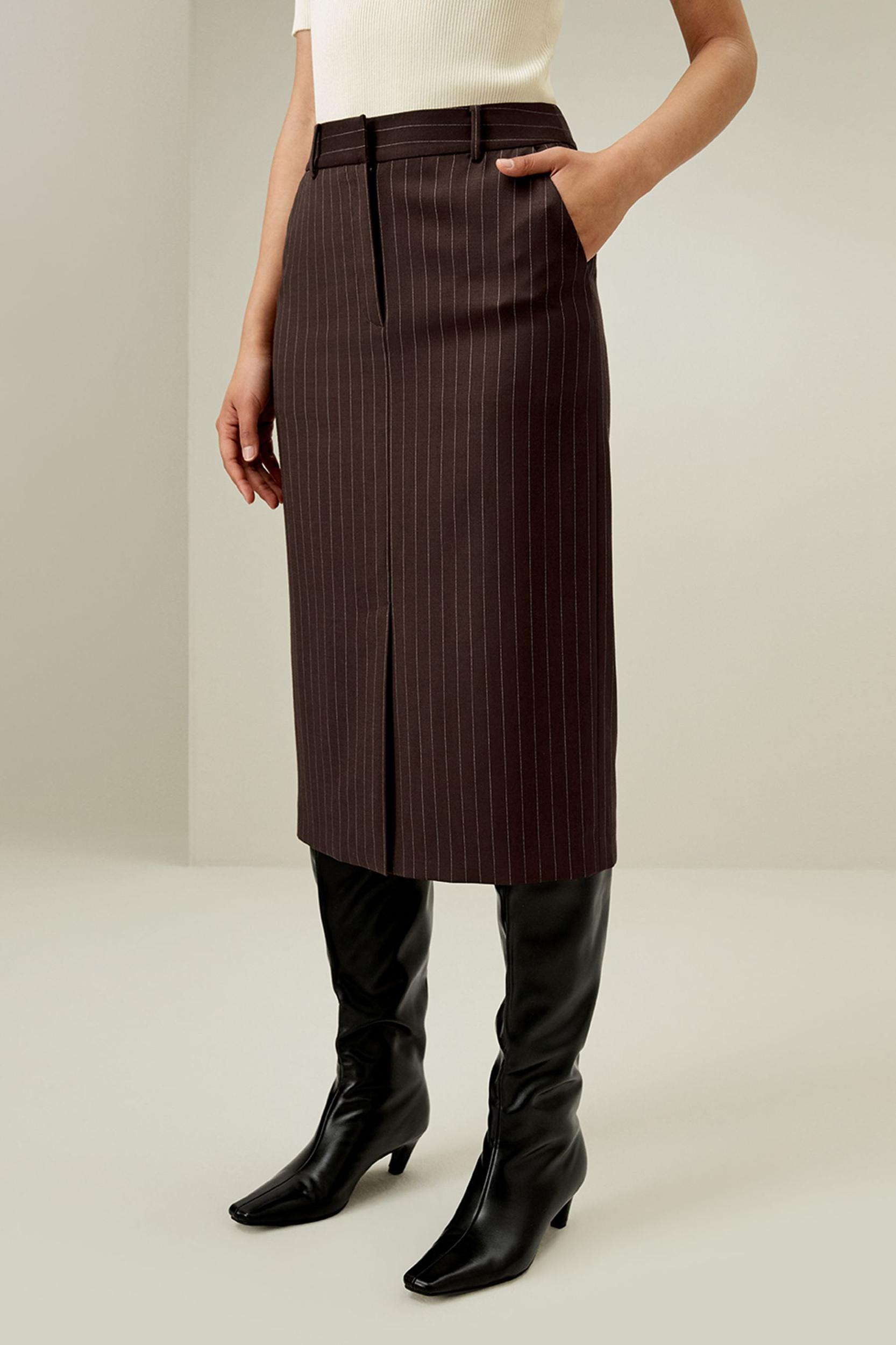 Pinstripe Midi Pencil Skirt Product Image