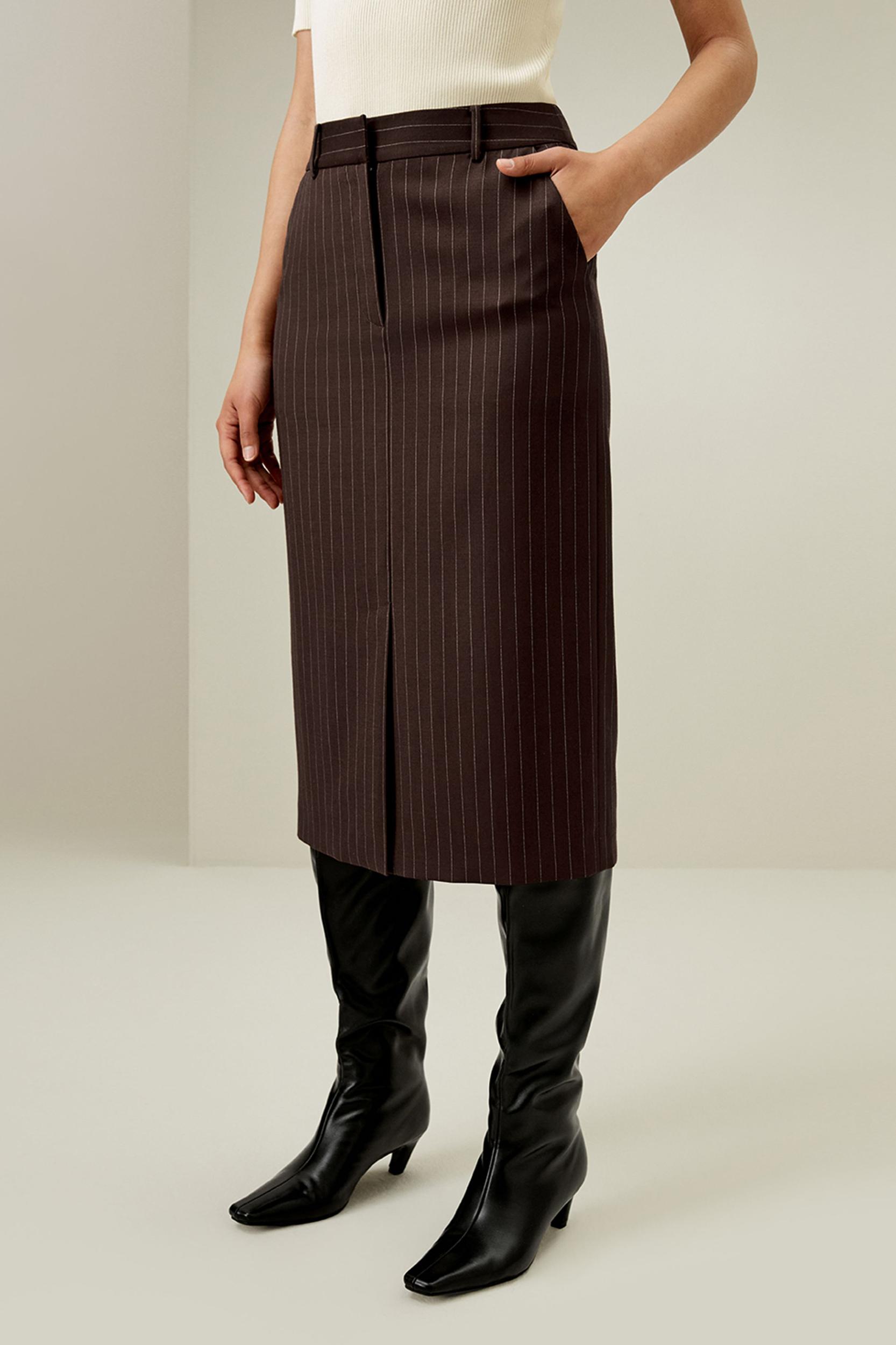 Pinstripe Midi Pencil Skirt Product Image