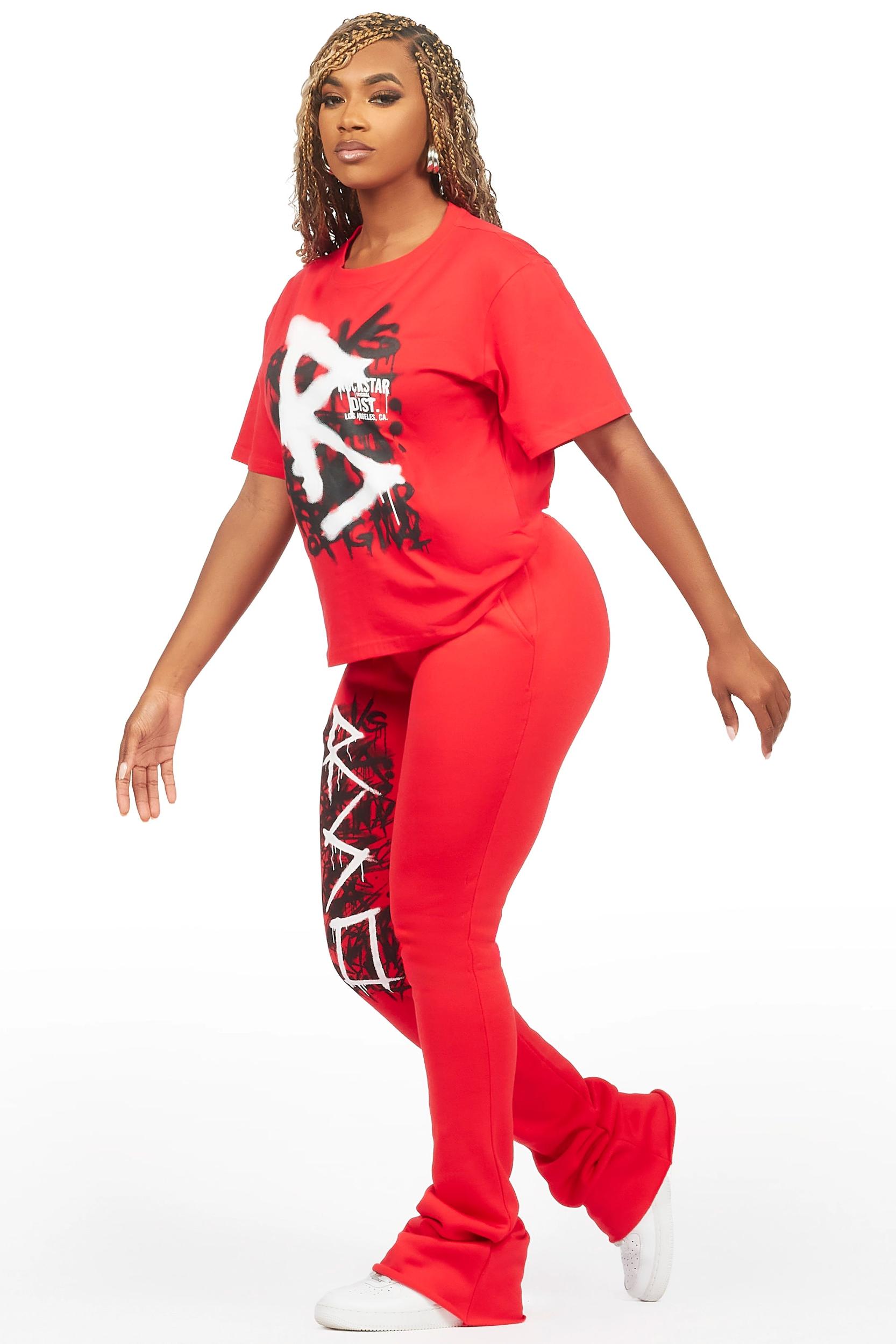 Nahomy Red T-Shirt Trackset Female Product Image