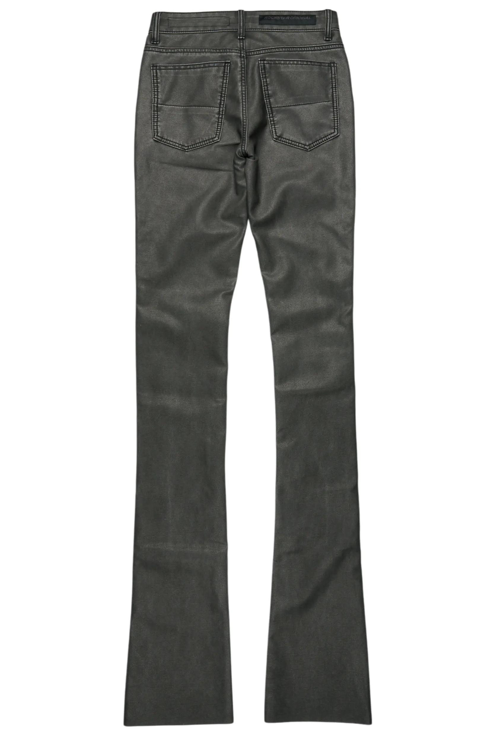 Petrus Black PU Stacked Flare Leather Jean Male Product Image