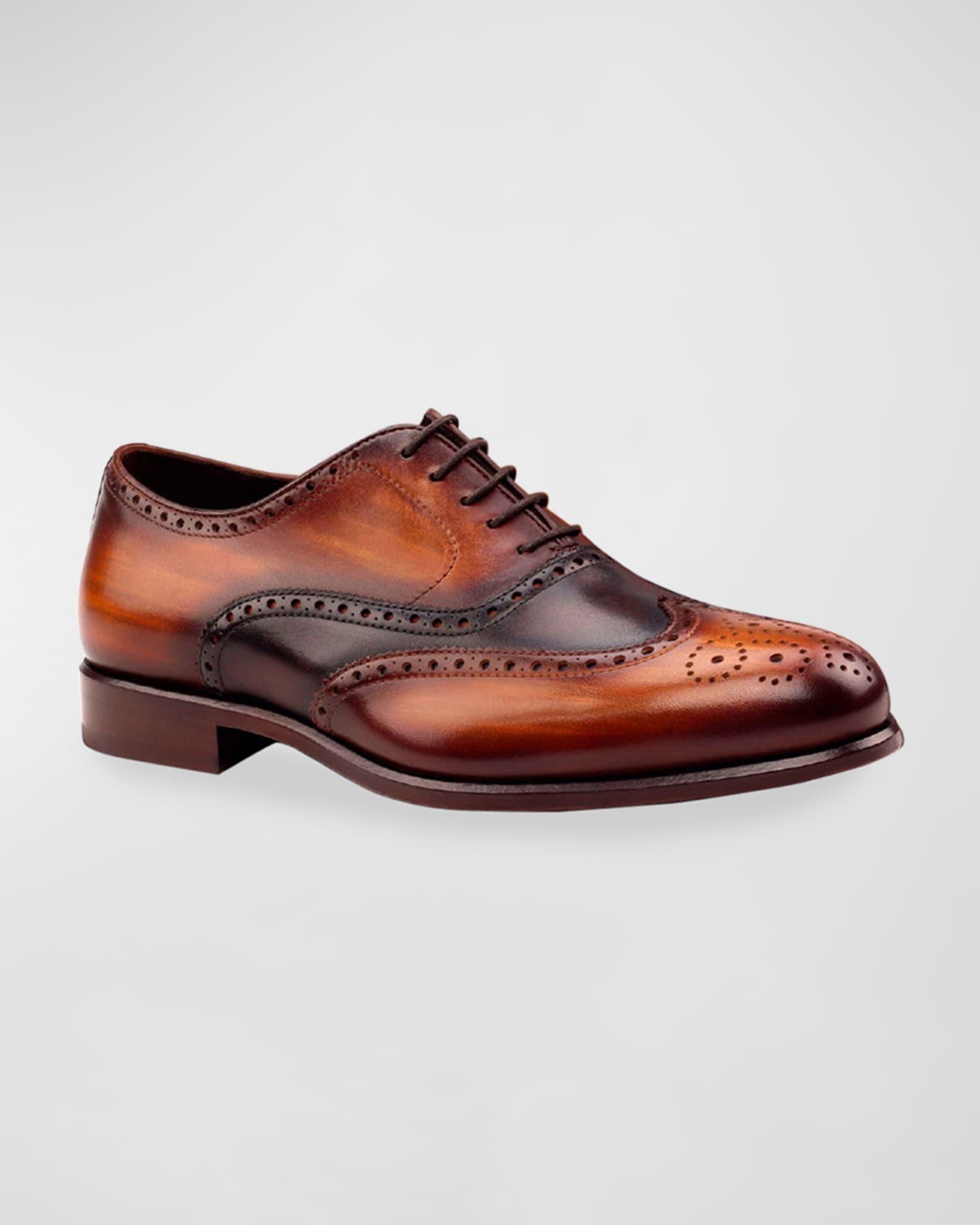 Men's Trezor Brogue Patina Leather Oxford Shoes Product Image