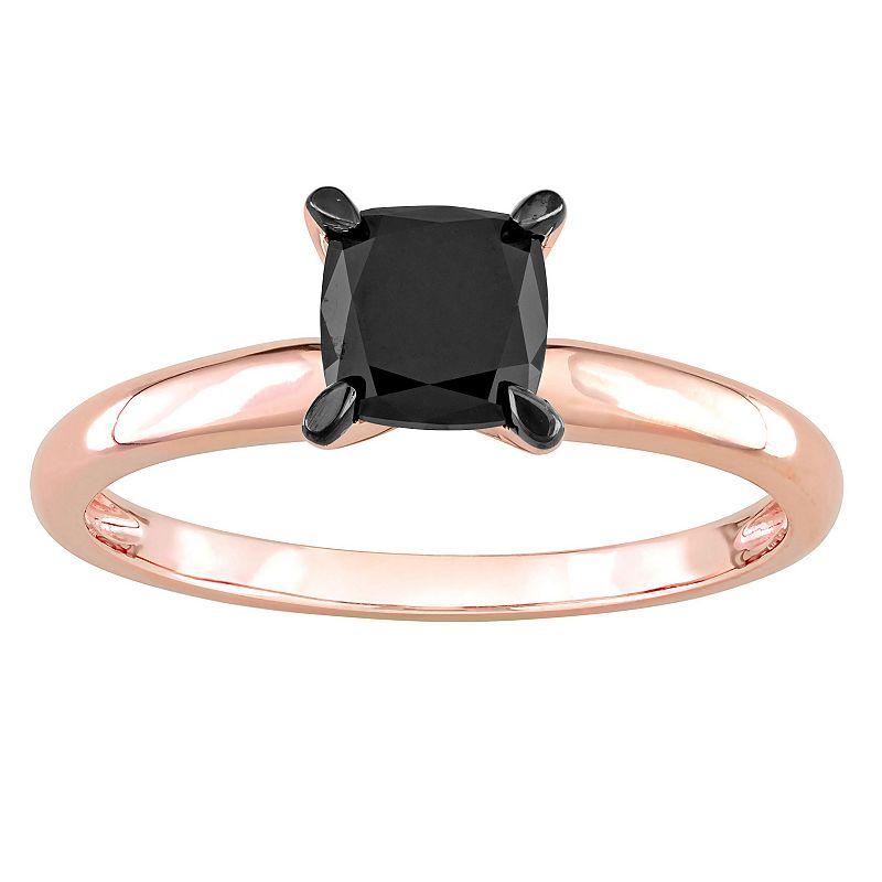 Stella Grace 14k Rose Gold 1 Carat T.W Black Diamond Cushion Solitaire Ring, Women's,  Product Image