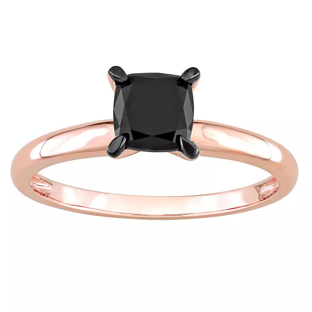 Stella Grace 14k Rose Gold 1 Carat T.W Black Diamond Cushion Solitaire Ring, Women's,  Product Image