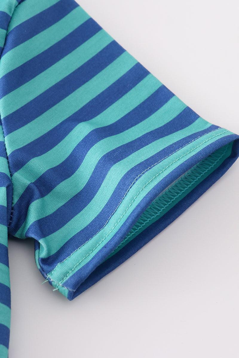 Blue apple french knot shorts set Product Image