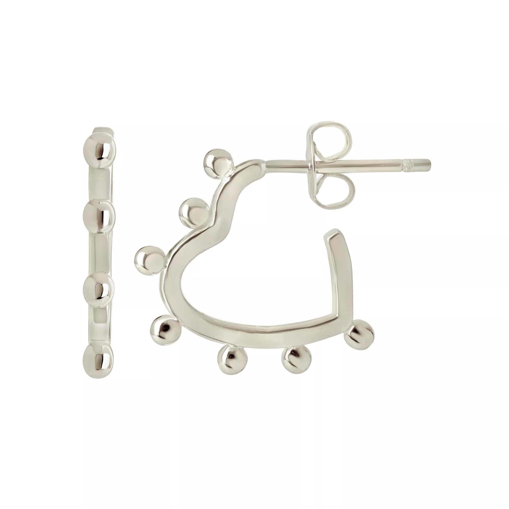 MC Collective Sterling Silver Studded Heart-Shaped Hoop Earrings, Women's, Gold Tone Product Image