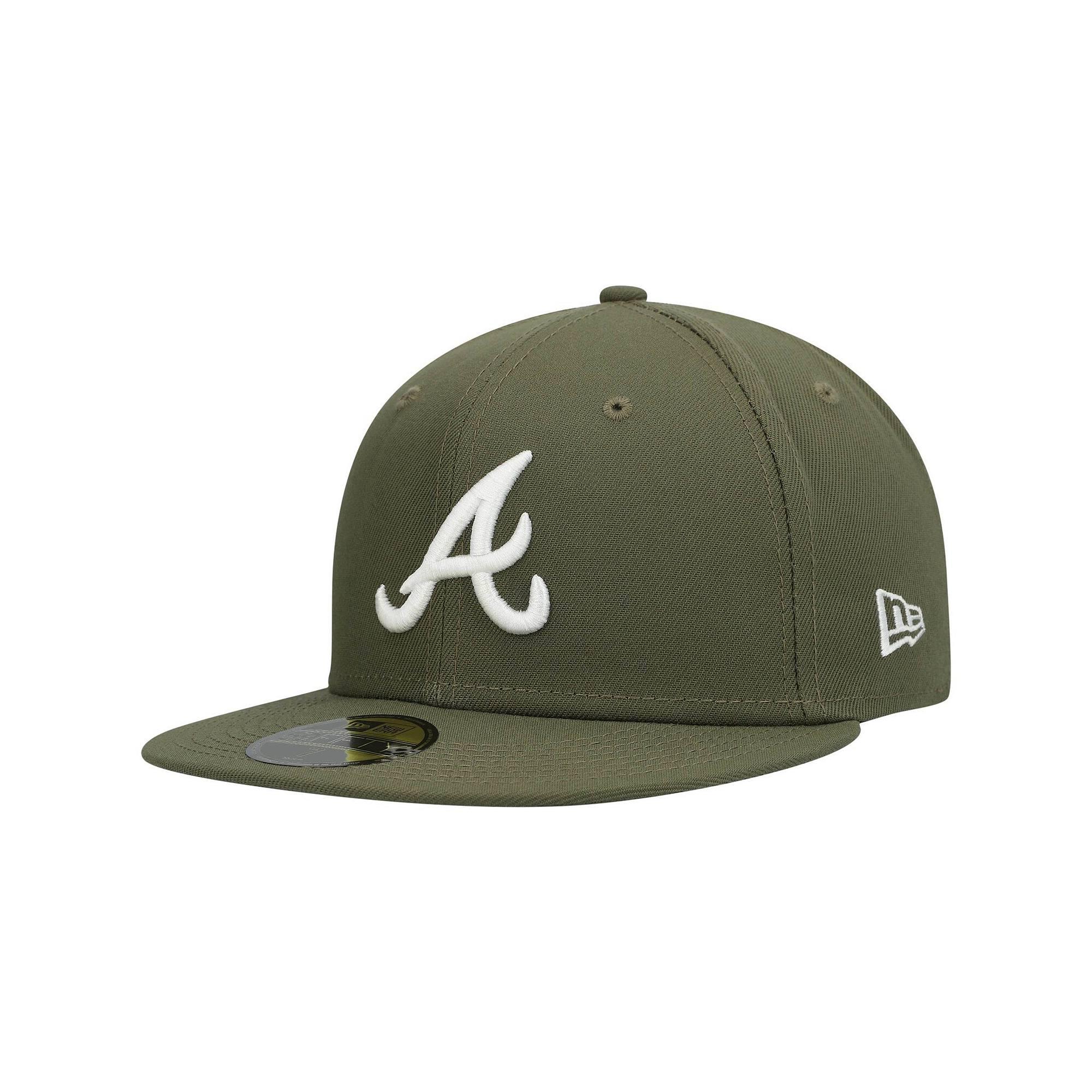 Men's New Era Olive Atlanta Braves Logo White 59FIFTY Fitted Hat, Size: 7 3/4, Team Product Image