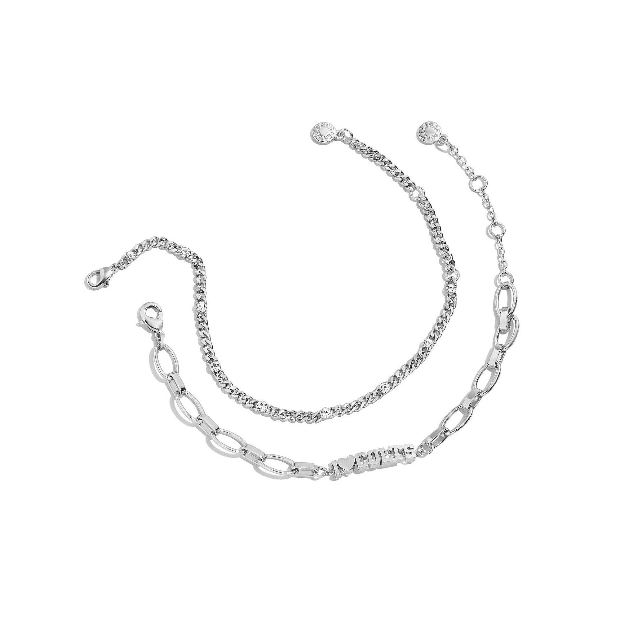 WEAR by Erin Andrews x Baublebar Silver Indianapolis Colts Linear Bracelet Set, Women's Product Image