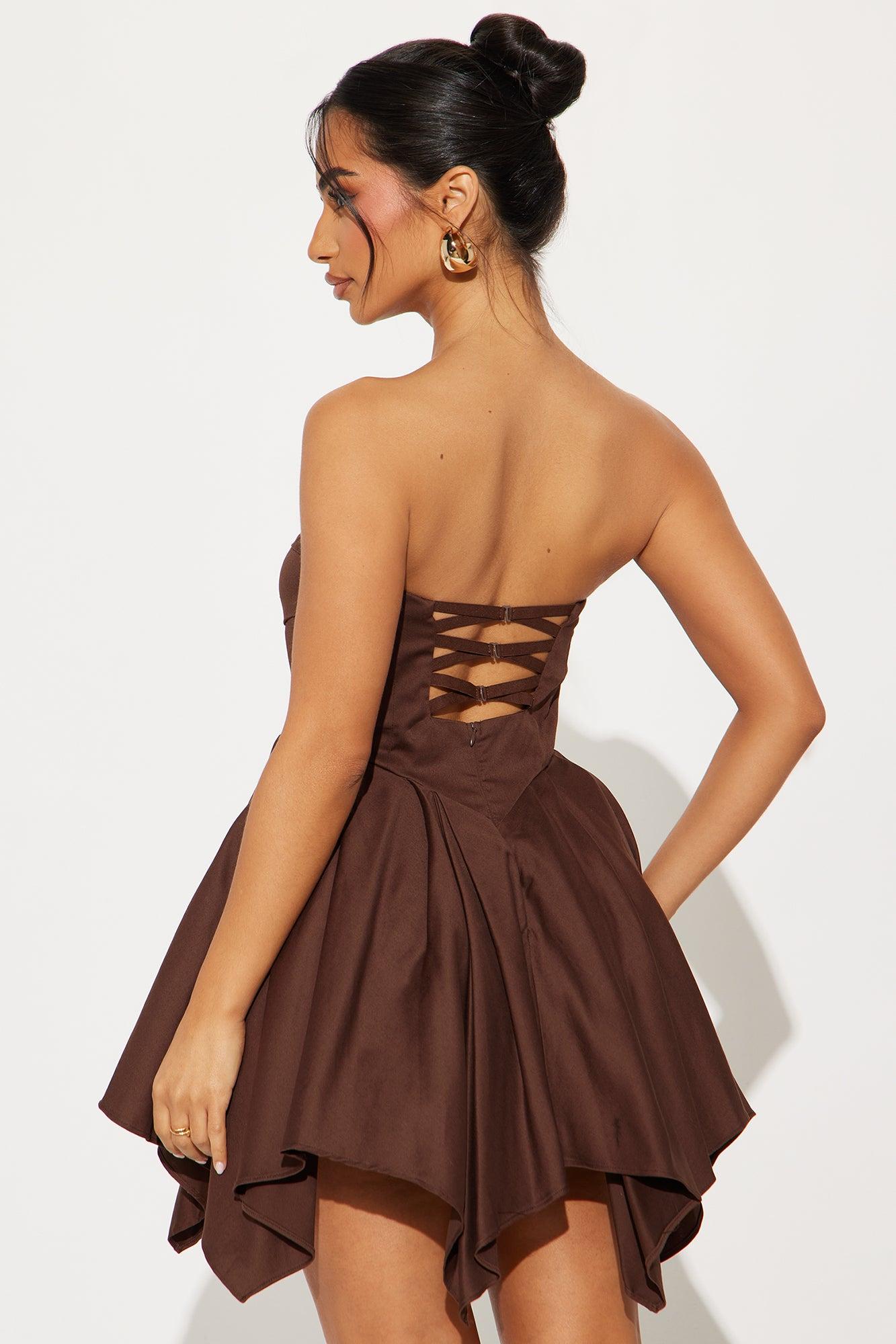 Lucky To Have Corset Mini Dress - Brown Product Image