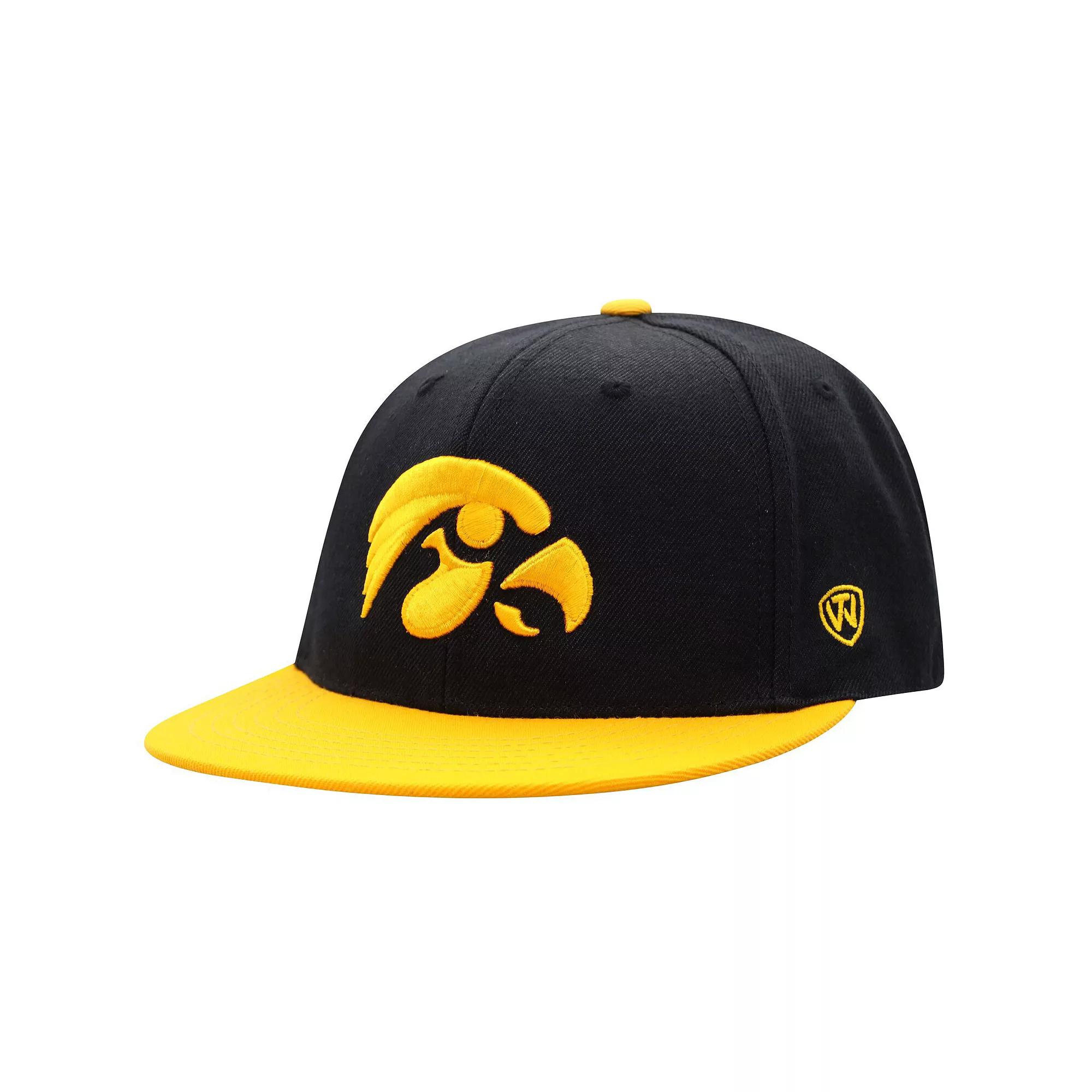 Men's Top of the World Black/Gold Iowa Hawkeyes Team Color Two-Tone Fitted Hat, Size: 7 Product Image