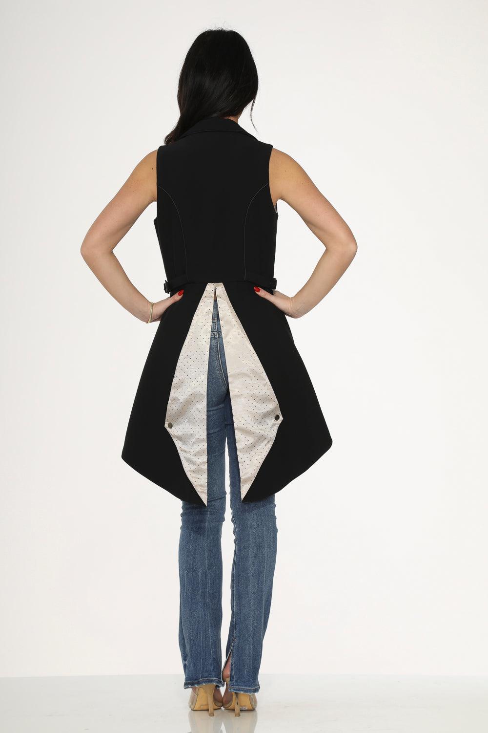 Black& Beige Pin Dot Vest Product Image