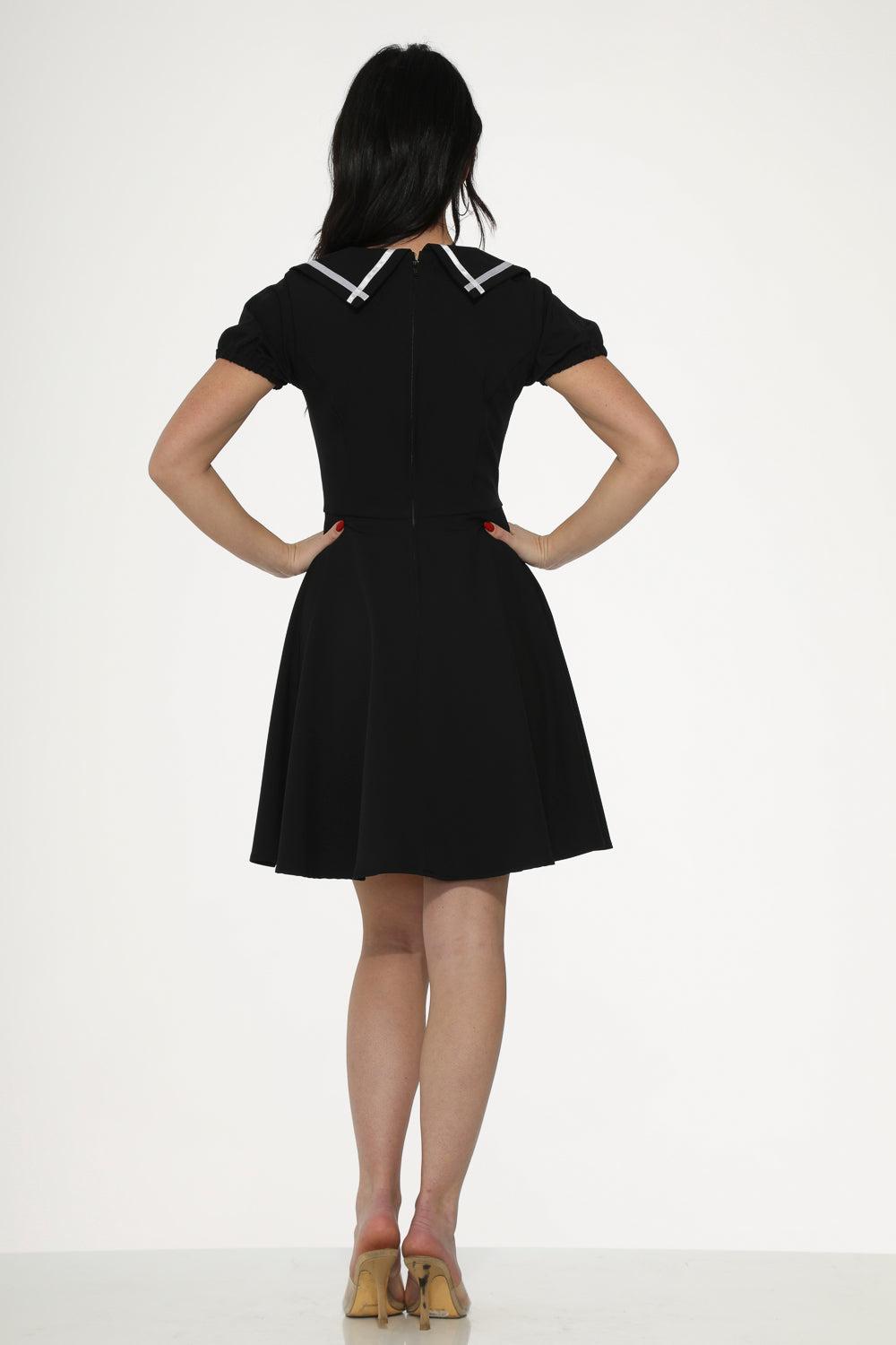 Black & White Trim Gothic Swing Dress Product Image