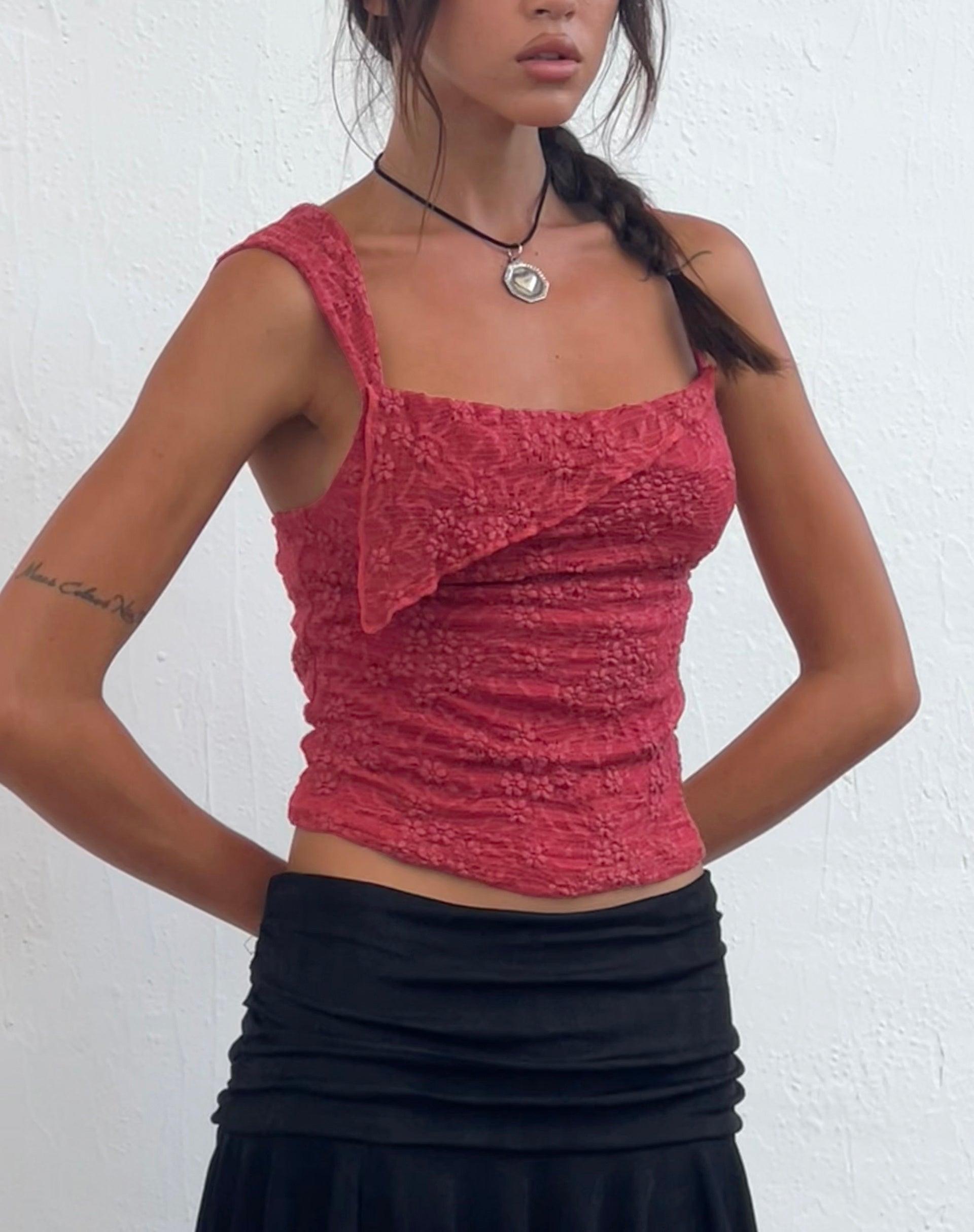 Sambu Lace Cami Top in Red Female Product Image