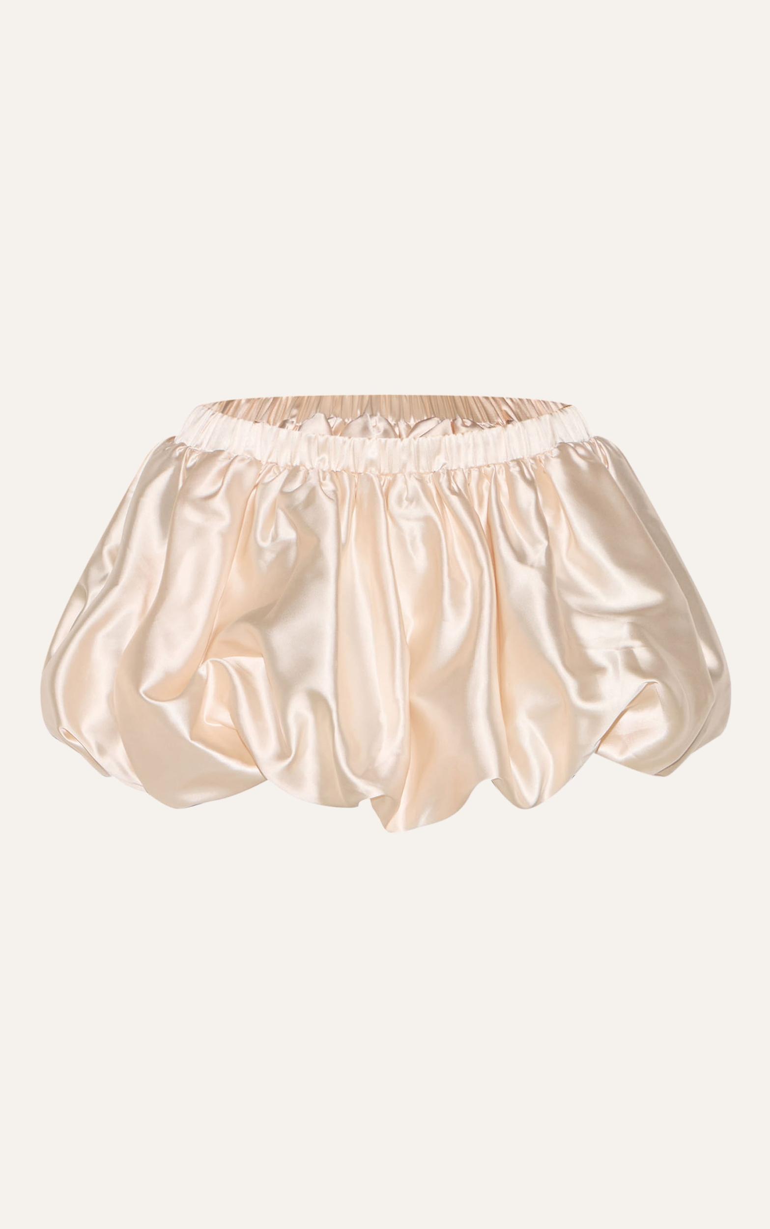  Champagne Satin Elasticated Waistband Mini Puffball Skirt Product Image