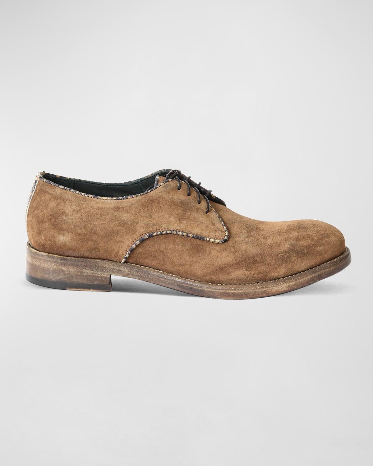 Men's Washed Suede & Python Derby Shoes Product Image