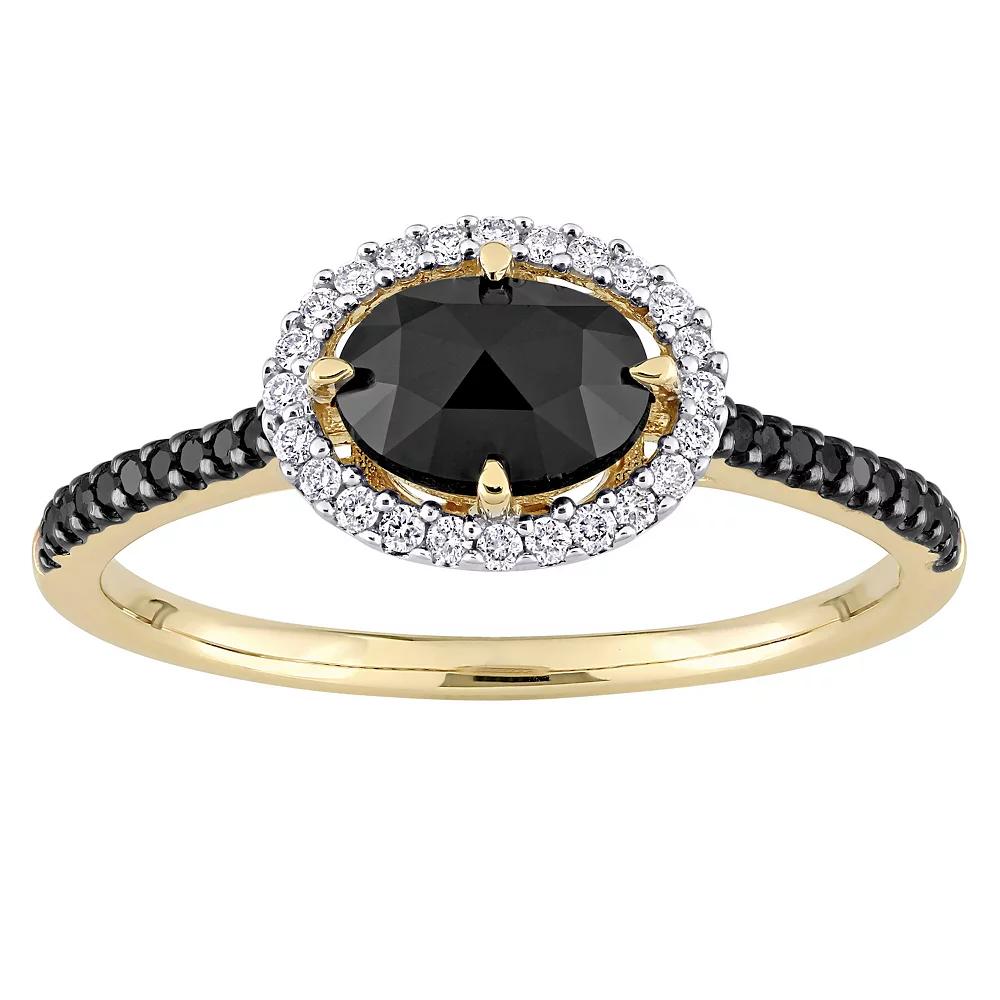 Stella Grace 14k Gold 1 1/5 Carat T.W. Black & White Diamond Halo Engagement Ring, Women's, Size: 7.50 Product Image