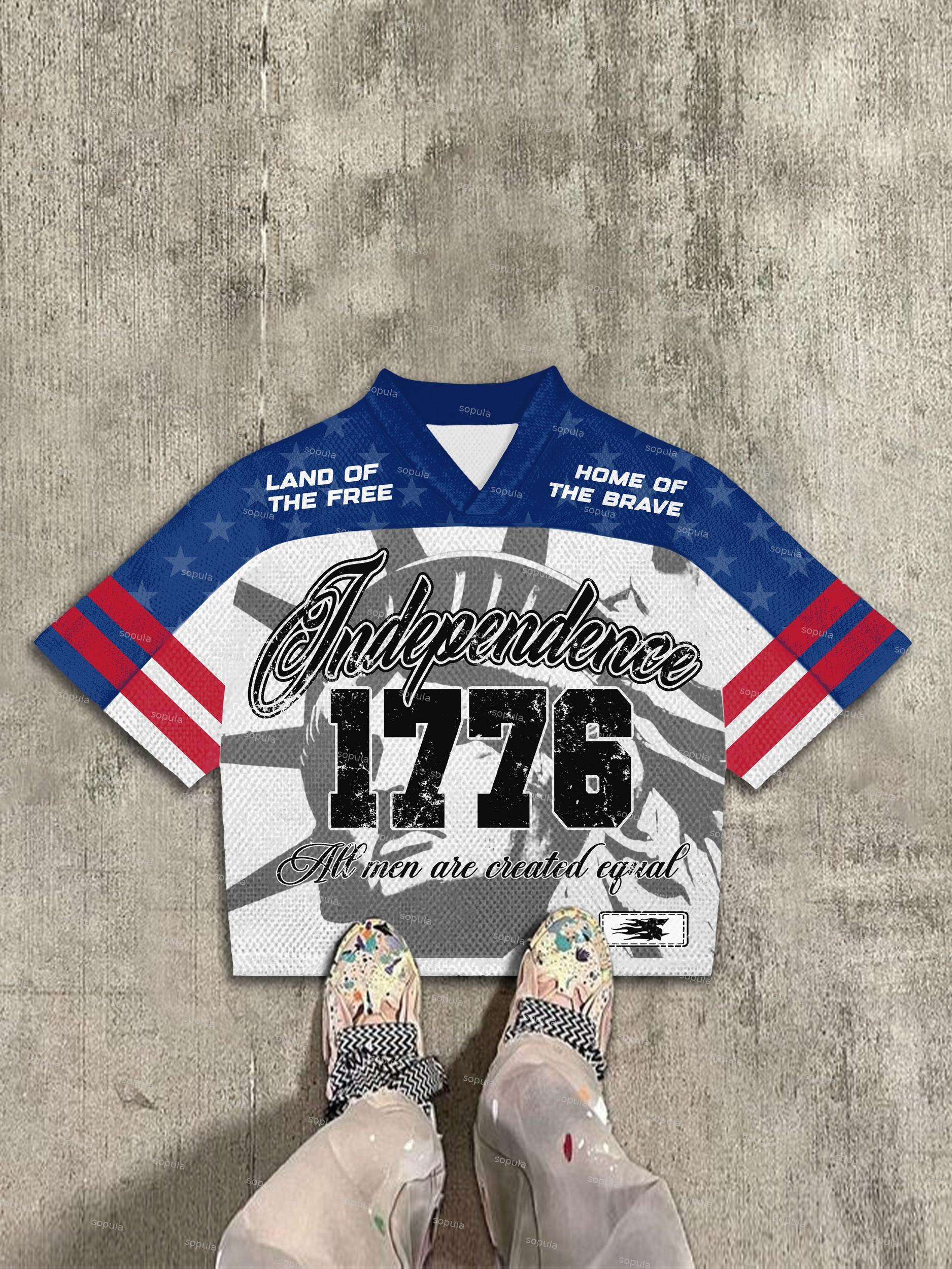 Independence Day Vintage Football Jersey Graphic T-shirt Product Image