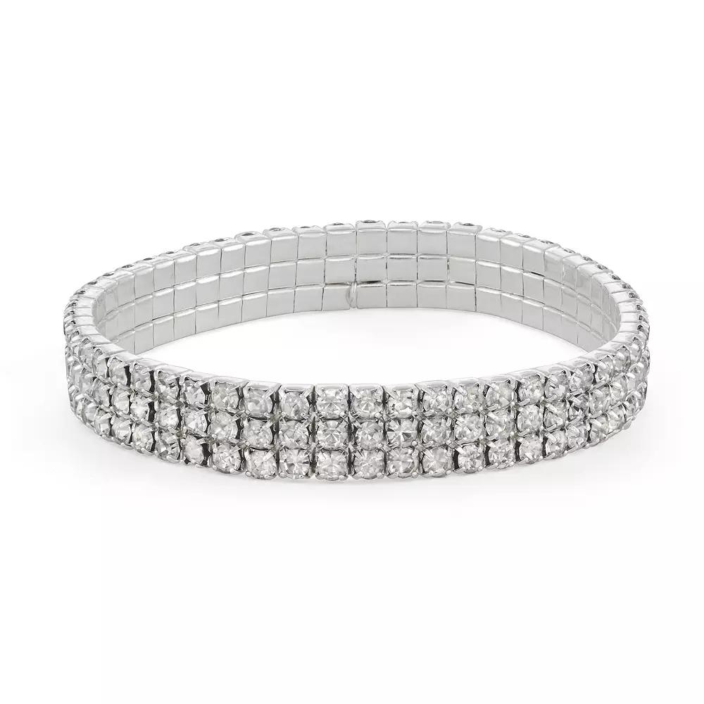 You're Invited Silver Tone Crystal Stretch Bracelet, Women's Product Image