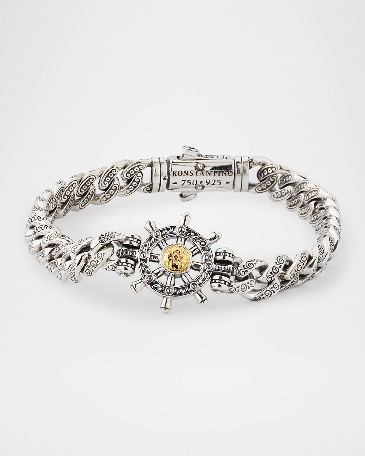 Mens Hydra Sterling Silver and 18K Gold Bracelet Product Image