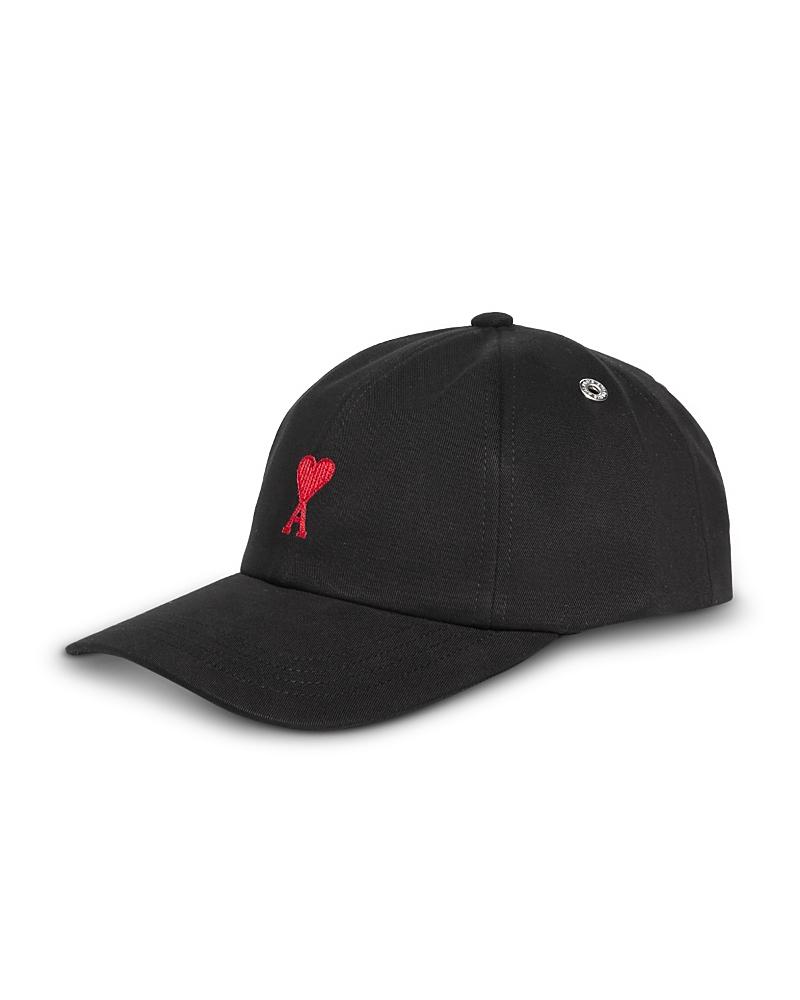 AMI ALEXANDRE MATTIUSSI Ami Paris Black And Red Cotton Ami Paris De Coeur Baseball Cap Product Image