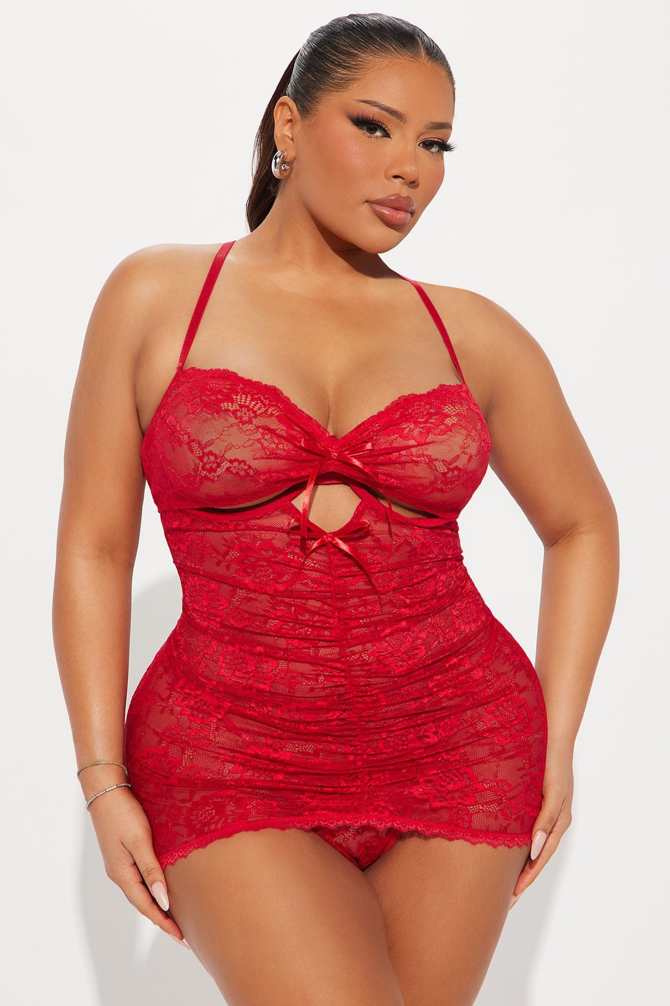 Lace Be Honest Chemise - Red Product Image