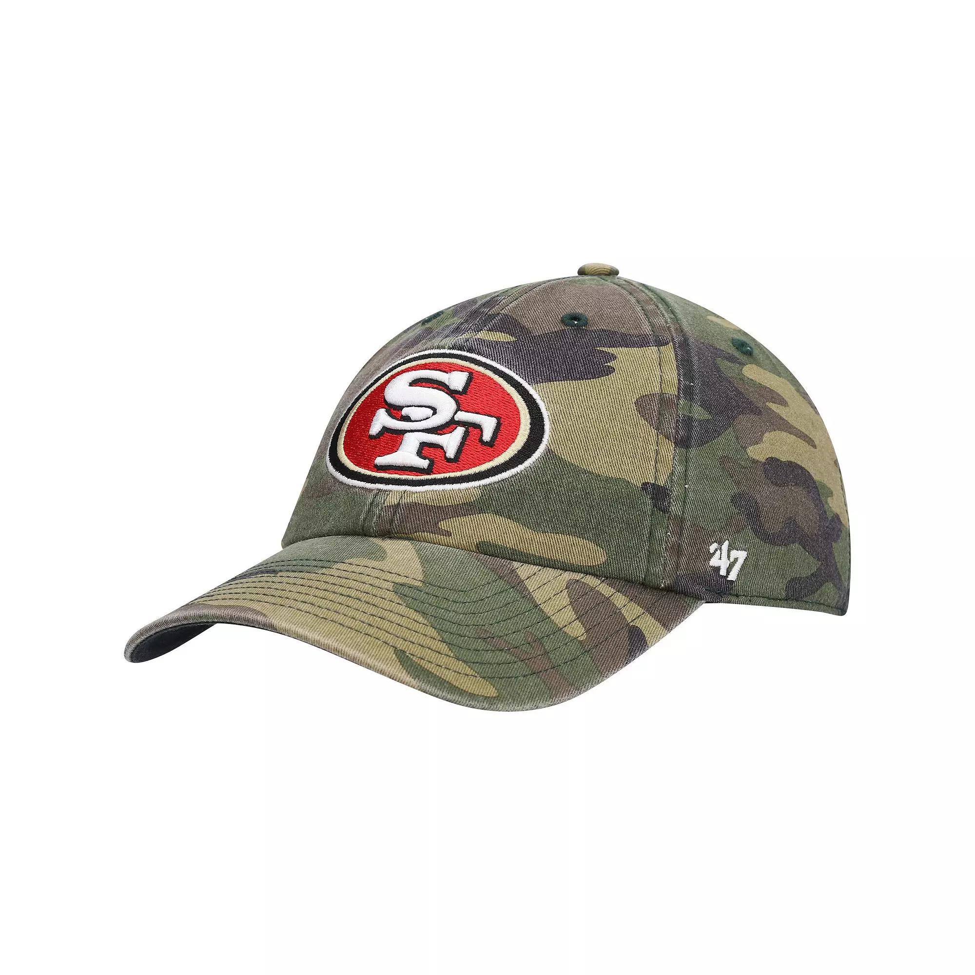 Men's '47 Camo San Francisco 49ers Woodland Clean Up Adjustable Hat, Green Product Image
