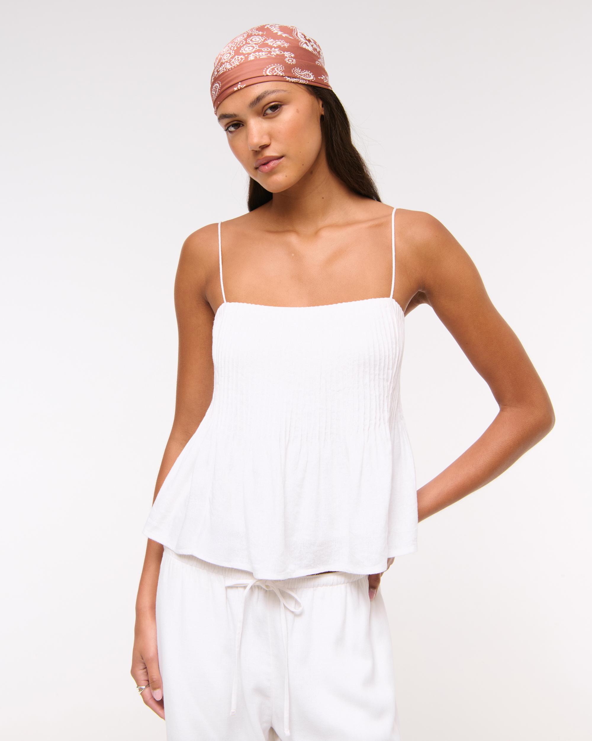 Linen-Blend Pintuck Cami Product Image